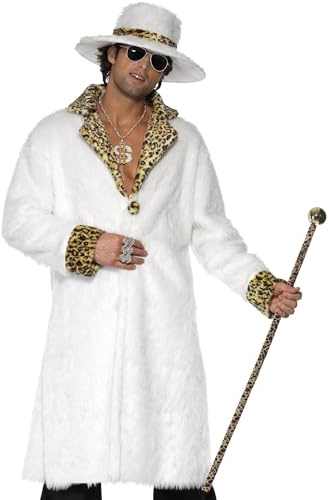 Smiffys Pimp Costume, White and Leopard Skin, White Halloween und Karneval