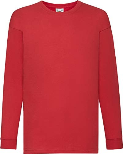 Fruit of the Loom Valueweight Children's Long-Sleeve T-Shirt Choice of Colours - Red - One Size