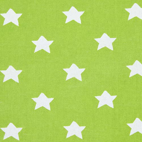 HOMESCAPES Stoff Meterware Stars grün aus 100% reiner Baumwolle, Breite 150 cm, bedruckter Baumwollstoff, dekorativ, pflegeleicht und robust