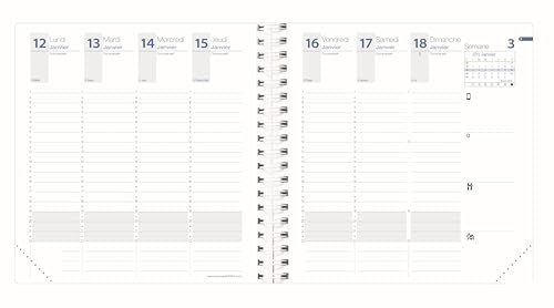 Quo Vadis - Kalendereinlagen – Spiralbindung – 2025 – Time & Life Medium – Wochenkalender – Französisch – 13 Monate von Dezember bis Dezember – 16 x 16 cm – Papier Clairefontaine weiß – hergestellt in