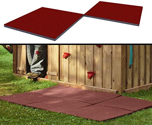 Fallschutzmatte klein, rot-braun, 2,5cm Stärke, 50x50cm - AUSLAUF | AUSLAUF, für Kinderspielgeräte, für Garten, für Spielturm