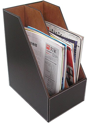 KINGFOM Porte-revues A4 en cuir (Marron, 2 Compartiments)