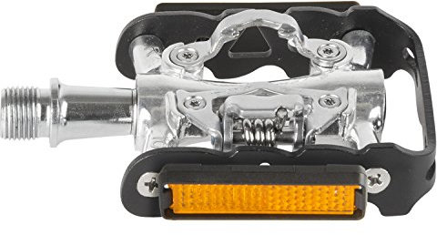 M-Wave Peasy Kombi-Pedal aus Aluminium, Fahrradpedal, SPD-kompatibel, klickpedal, SPD-Pedal, 9/16 Achse, CrMo-Achse, Silber, 319 g, inkl. Schuhplatten