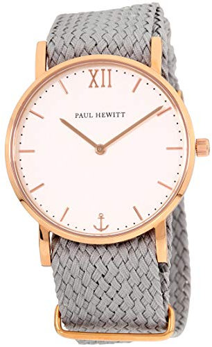 Paul Hewitt Unisex Erwachsene Analog Quarz Uhr mit Nylon Armband PH-SA-R-Sm-W-18S