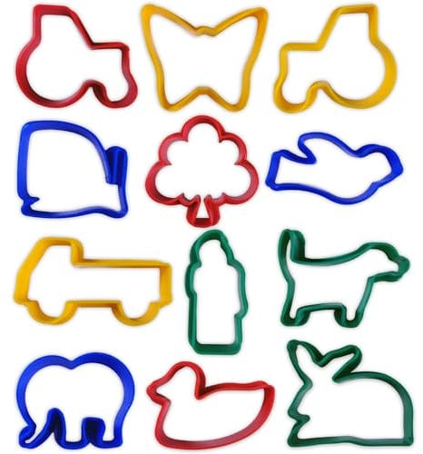 Plastic Farm Animal & Transport Dough Cutters for Kids Baking, Biscuit Making & Modelling Pack of 12 by BCreative®