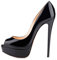 EDEFS Damen Pumps High Heels Plateau Pumps Lack Stiletto Elegante Schuhe Party Abendschuhe Abschlussball Hochzeit Schwarz Größe EU44
