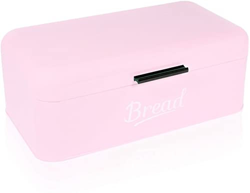 DRULINE 4 VARIANTI Brotbox CONTENITORE PANE PORTA PANE Scatola salvaspazio contenitore per il Pane Teglia - 16,5 x 42 x 23 cm Colore: Rosa - Scrita: Bianco