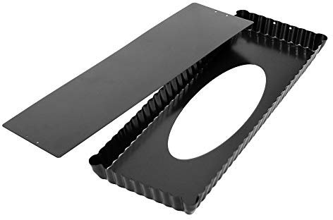 webake Moldes para Tarta Antiadherentes Pequeños para Tartaletas Rectangular Quiche Pie Pan con Parte Inferior Extraíble, 35,6x14,5x3 cm Negro