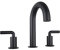MR. TAP Modern 2 Handle Bathroom Basin Mixer 3 Hole Mixing Taps with Spout Set, Includes a pop up Drain -Matte Black