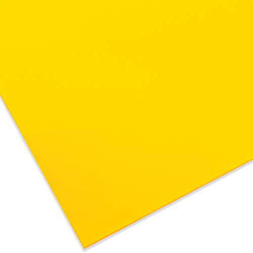 PLEXIGLAS® GS farbig, vielfältig nutzbares und bruchfestes Marken Acrylglas für Lichtobjekte etc., 3 mm dicke PLEXIGLAS® GS Platte in 12 x 25 cm, gelb transparent (1CC3)