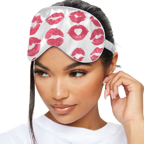 SMUG Schlafmaske für Männer und Frauen aus superweichem Satin | Weich, gesund & tiefer Schlaf | Sleeping Mask reduziert Falten, Augenringe | Hält Licht ab | Kuss-Print