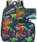 Mochila para niños, 16 pulgadas, diseño de dinosaurio y lonchera para niños primarios