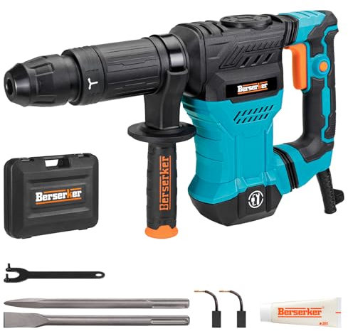Berserker Martello demolitore SDS-Max da 1300 W, 1300 W, 11 Amp, martello elettrico demolitore per rimozione piastrelle da pavimento, martello per calcestruzzo con custodia per il trasporto e 2