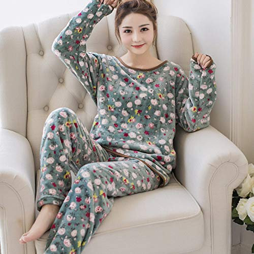 KKPW Pyjama Femme Hiver,Polaire Pyjama Hiver Filles Pyjamas Ensembles Mode Animal Mignon Ours Costume Chemise De Nuit Vêtements De Maison 2 Pièces