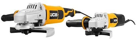 JCB 600w Electric Angle Grinder Twin Pack 115mm and 230mm Grinders, Anti-Vibration Side Handles, 2-Stage Trigger, Tool Free Adjustable Guard, 3 Year Warranty