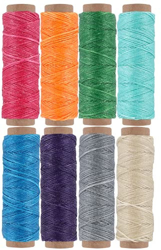 JANYUN 150D Ledergarn, gewachst, für Wachs- und Lederarbeiten, 1 mm Durchmesser, 8 Farben, je 30 m