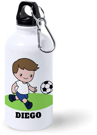 Kadoo Regalos Botella de Aluminio Personalizada Infantil Equipos Fútbol Con Nombre (400ml)