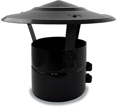 CAEXVEN Sombrerete Fijo para chimeneas en Acero pintado en Negro - Serie lisa - 120 mm