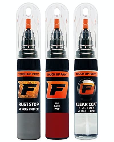 FIRANTO Car Paint Touch-Up Kit for Suzuki Z9T Bright Red 2-3-in-1 Car Paint Scratch Repair Set includes 15ml Touch Up Paint Pen w/Brush, Primer, Lacquer