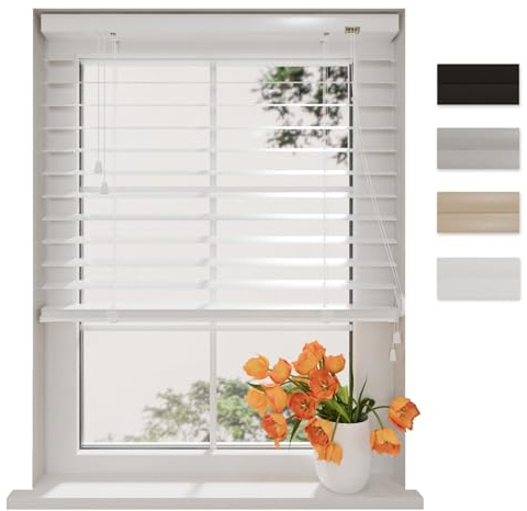 DTCH® Aluminium Jalousie innen, weiß, 110 x 180 cm | 50mm Lamellen, feuchtigkeitsbeständig, mattes Aluminium, Sicht- und Sonnenschutz, Lichtregulierung, Breiten bis 240 cm