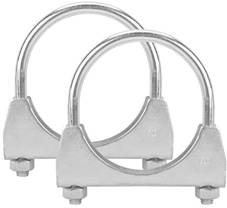 BATONECO 2.75 U Bolt Clamp, Muffler Exhaust Clamps,2-3/4 Inch Saddle Style Heavy Duty Mild Steel(2-Pack)