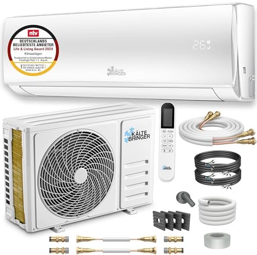 Kältebringer Split Klimaanlage Quick Connect - 18000 BTU (5,1 kW) - Klimagerät mit Heizfunktion, WiFi & App, bis 91qm, sehr leise - 5m Kupferleitung, Kältemittel R32, Montagematerial