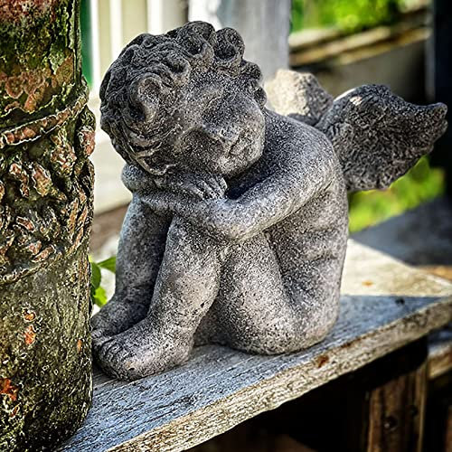 Beton Engel Gartenfigur Statue Gedenkengel Outdoor Zement Schutzengel Shabby Skulptur