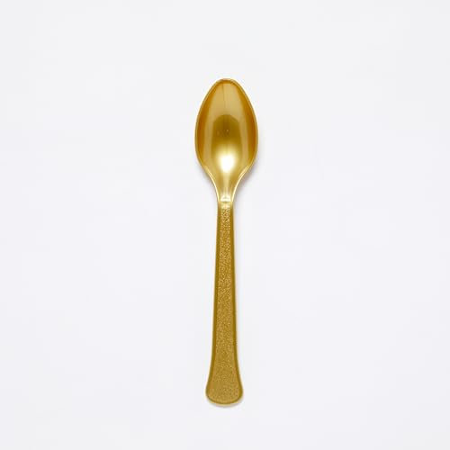 Amscan 9915405-214 - Gold Eco-Friendly Re-usable Dishwasher Safe Plastic Party Spoons - 24 Pack