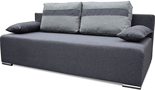 bonni Schlafsofa Ecco, Sofa mit Bettkasten und Schlaffunktionn, Klappsofa, Schlafcouch, Bettsofa, Couch vom Hersteller, Couchgarnitur, Sofagarnitur (Graphit/grau)