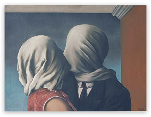 Rene Magritte Leinwand-Wandkunst – Poster The Lovers – Kunstdrucke – Surrealismus-Gemälde, moderne Wohnkultur für Wohnzimmer, Schlafzimmer, ungerahmt (30 x 40 cm)
