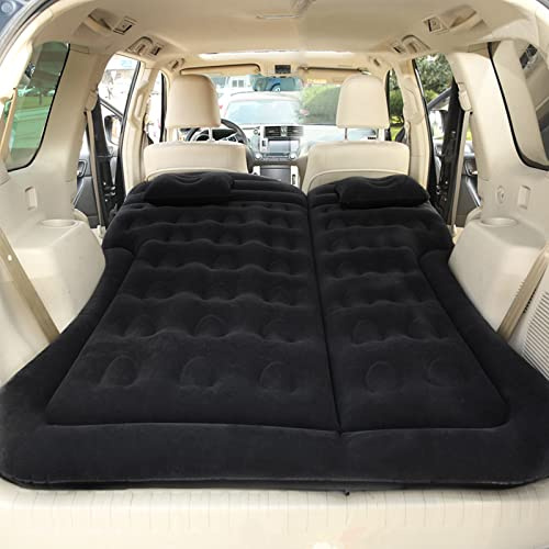 Vinteky Matelas Gonflable Lit Gonflable pour Voyage sur Voiture Coussin Gonflable Sièges d'auto Multifonctionnel avec Pompe à air et Oreillers pour Véhicule SUV pour Picnic Voyage Camping (L Noir)