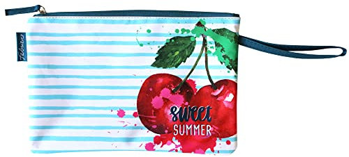 Haus und Deko Bikini Wetbag Sweet Summer Blau, wasserdichte Badetasche, Bikini Bag im Sommer Design, Nasstasche für Unterwegs, Schwimmbeutel für Urlaub, Strand, Schwimmbad