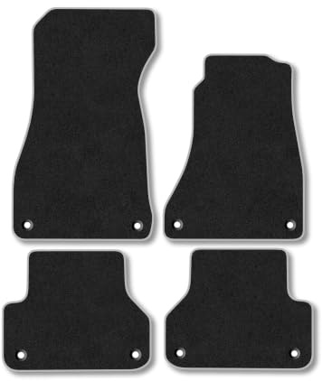 Audi A4 (2016-2025) Carpet Car Mats | Grey Edge Trim Tailored Fit Floor Mats Full Coverage Protection Accessories Easy Clean Anti Slip Made in the UK