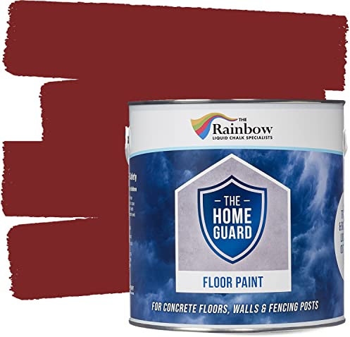 RAINBOW CHALK MARKERS LTD HOME GUARD FLOOR PAINT Hard Wearing Water-Based Paint that is ideal for Interior and Exterior Concrete, Patio Floors. Satin Finish (2.5 Litre, Red)