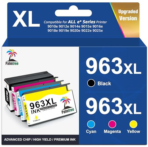 Palmtree 963XL Druckerpatronen Kompatibel für HP 963XL Multipack für HP Officejet Pro 9012e 9010 Patronen 9010e 9012 9014 9014e 9020 9020e 9022 9022e 9025e 9015e 9016e 9019 (Aktualisierte Fassung)