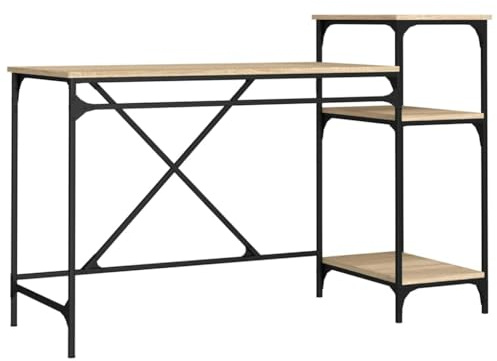 vidaXL Schreibtisch mit Regal Sonoma-Eiche 135x50x90 cm Holzwerkstoff