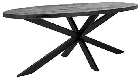 Giga Meubel | Esstisch Mansour | Oval | Mangoholz | Schwarz | 160 cm