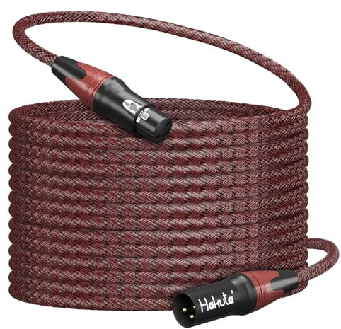 Hakuta 26FT XLR to XLR Microphone Cable - 3-Pin Male to Female, XLR Braided Cable for Studio Recording, Microphones,Radio Station