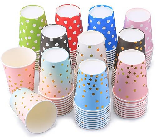Xauvap 100 Pièces Gobelet Carton, 250 ml Gobelets Jetables Couleur, Gobelets en Papier, Gobelets à Boire Écologiques Pour Café Thé Boissons Chaudes et Froides Party Mariage Anniversaire