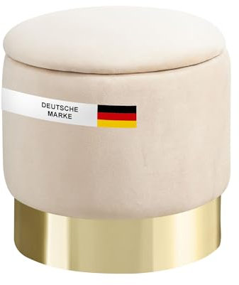 Albatros Hocker mit Stauraum Nizza – Sitzhocker mit Stauraum, Modernes Design, Edler Samt-Bezug – Sitztruhe oder Sitzbank mit Stauraum – optimal als Fußhocker oder Hocker Schminktisch, Beige