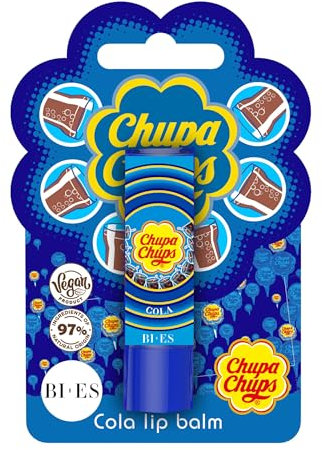 Chupa Chups Natural and Vegan Lip Balm - Nourishing and Moisturizing Lip Balm with Delicious Cola Flavour for Soft, Smooth Lips - Fun and Tasty Treat for Kids and Adults