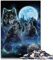 Three Wolves and Full Moon Jigsaws 1000 Pieces for Adults and Children by Cardboard puzzles for Adults and Kids Age 12 and Up 26x38cm