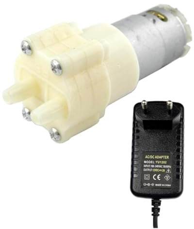 CHANCS 385 Membran-Selbstansaugpumpe DC 6V-12V mit EU-Netzteil Eingang 100V-240V Ausgang DC 12V für den täglichen Wasserkreislauf von Aquarien und Haushaltsgeräten