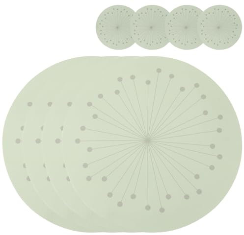 Casaido Platzdeckchen Abwaschbar, Tischset Rund Leder Und Untersetzer, Tischset Set Mit 4 Untersetzern Und 4 Platzsets Abwaschbar Hitzebeständig Schmutzabweisend Tischset für Küche Speisetisch 38cm