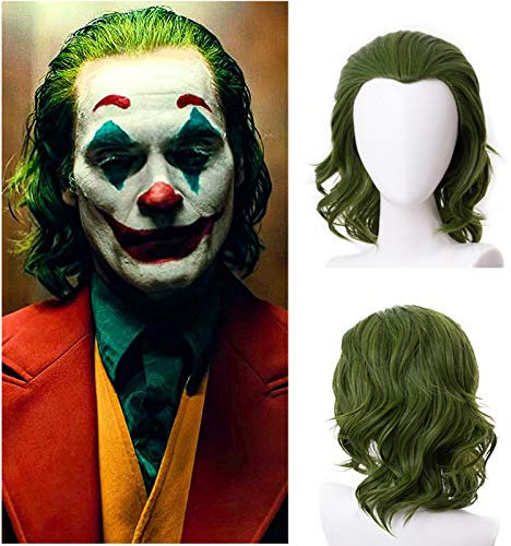 Grüne Perücken für Joker Kostüm Herren Joker Perücke Kurze Perücke für Kostüm Fasching Karneval Halloween VD105