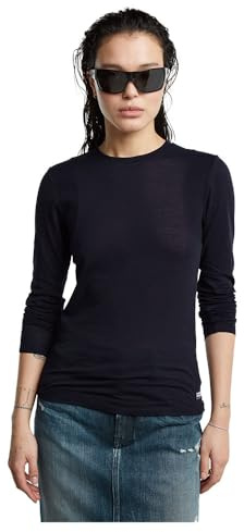 G-Star Damen Ribbed Shoulder Panels Slim Top T-Shirt, Blau, M EU