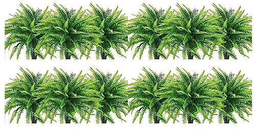 Kliplinc 12 unidades de plantas notables, helechos orientales para la zona de la llanura exterior, helechos, plantas de helecho, plantas de helecho Boston para la zona exterior, plantas de plástico