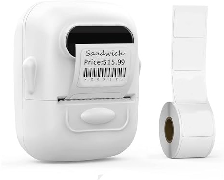 Etikettendrucker mit Klebeband, p50 Barcode-Etikettendrucker, Mini-Aufkleberdrucker, Bluetooth, Thermo-Etikettendrucker für kleine Unternehmen, Zuhause, Adresskleidung, kompatibel mit iOS/Android/PC