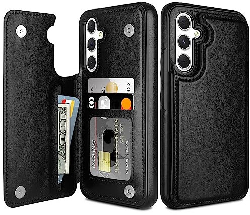 Coolden Hülle für Samsung Galaxy A54 5G HandyHülle Samsung A54 5G Premium PU Leder Hülle mit Kartenfach Stoßfest Schutzhülle Klappbar Flip Case Tasche Brieftasche Klapphülle für Samsung A54 Schwarz