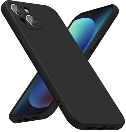 LoeoeL for iPhone 13 Phone Case Silicone, Minimalist Ultra Thin Slim Soft Rubber Gel Solid Color Matte TPU Cute Case for Women Men, Girly Plain Aesthetic Design & Camera Cover Protection, Black